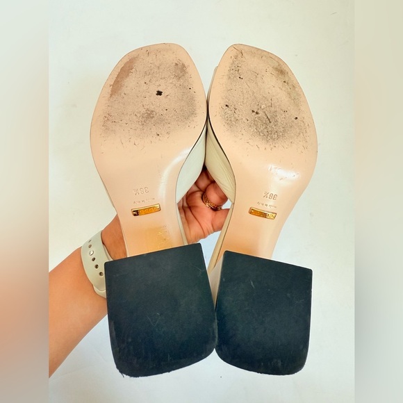 Gucci Mystic White Baby Horsebit block heel 70mm open toe mules EU 38.5 - Picture 7 of 9